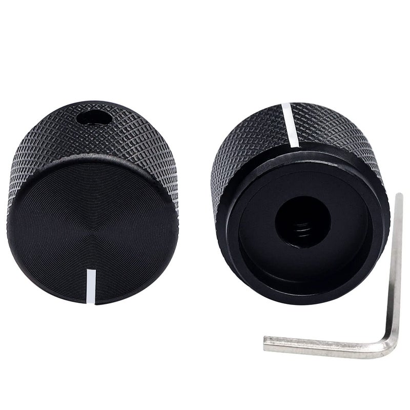 Taiss 2pcs Black Aluminum Rotary Electronic Control Potentiometer, Volume & Switch Knob, 20mm Dia. x 17mm Height for 6mm Shaft - Image 4